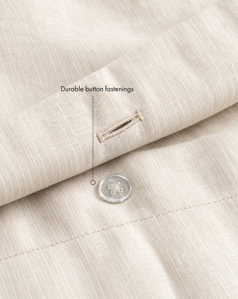 Oatmeal & White Stripe 100% French Flax Linen Duvet Cover