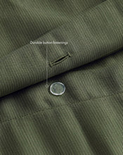 Olive Stripe 100% French Flax Linen Duvet Cover - view