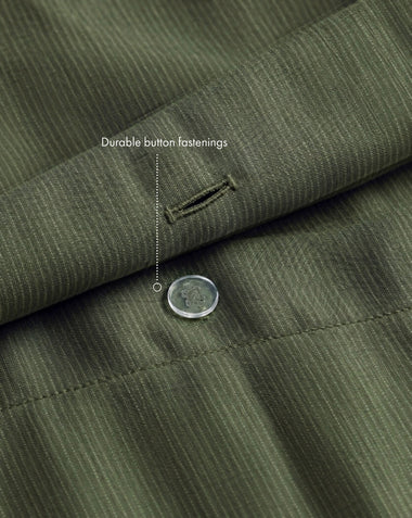 Olive Stripe 100% French Flax Linen Duvet Cover