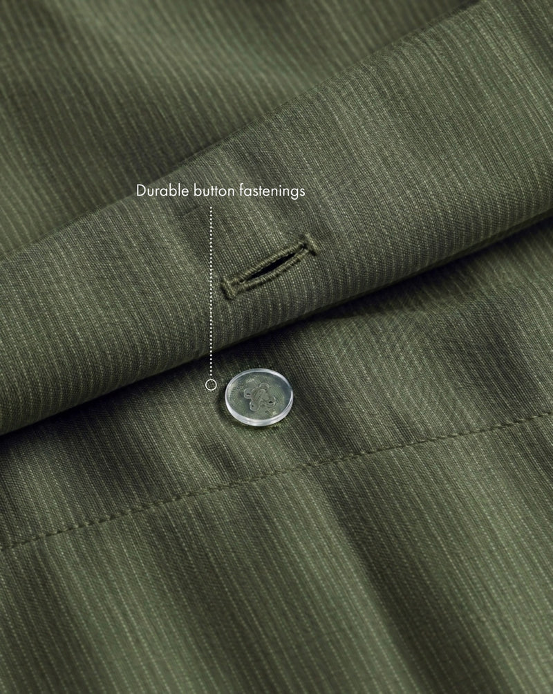 Olive Stripe 100% French Flax Linen Duvet Cover
