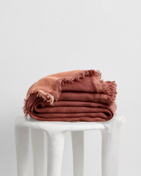 100% French Flax Linen Muslin Throw - Cacao & Hazelnut | Bed Threads