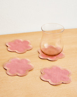 Pink Clay & Hazelnut 100% French Flax Linen Cloud Coasters (Set of Four)