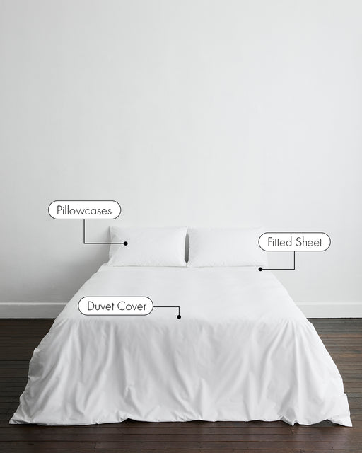 Crisp White Organic Cotton Percale Bedding Set