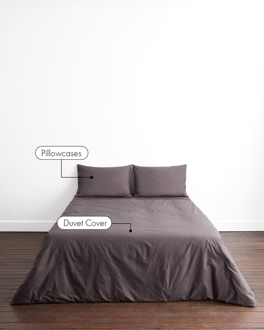 Graphite 100% Organic Cotton Percale Bedding Set