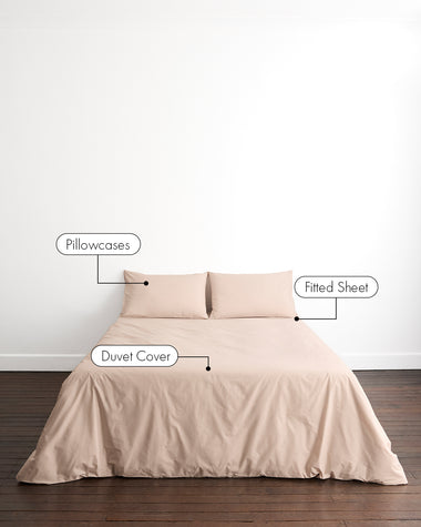 Oyster 100% Organic Cotton Percale Bedding Set