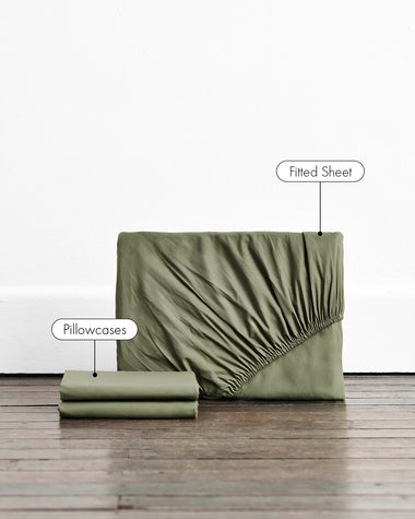 Eucalyptus 100% Organic Cotton Percale Fitted Sheet Set