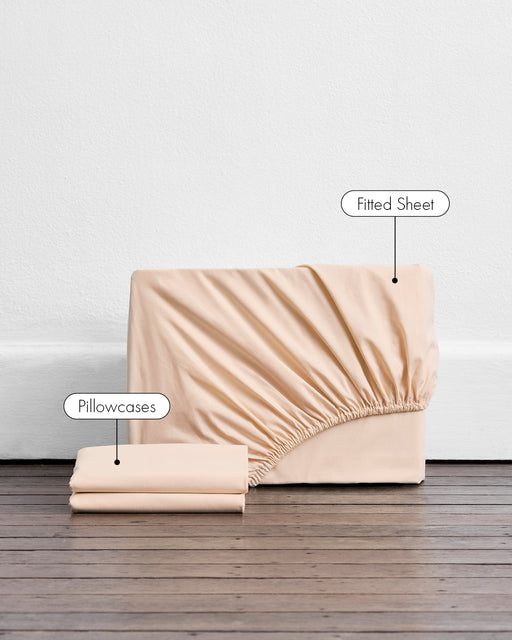 Vanilla Organic Cotton Percale Fitted Sheet Set