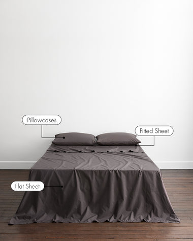 Graphite 100% Organic Cotton Percale Sheet Set