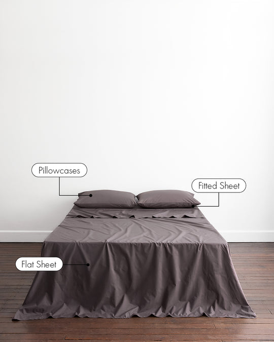 Graphite 100% Organic Cotton Percale Sheet Set