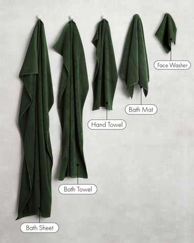 Moss 100% Cotton Terry Bath Sheet Bundle