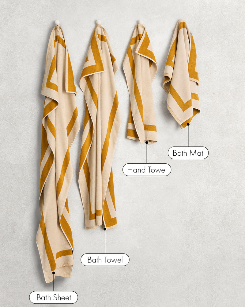 Crème & Turmeric Two-Toned 100% Cotton Terry Bath Sheet