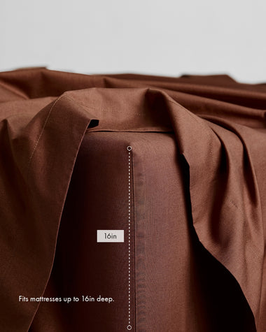 Espresso 100% Organic Cotton Percale Fitted Sheet
