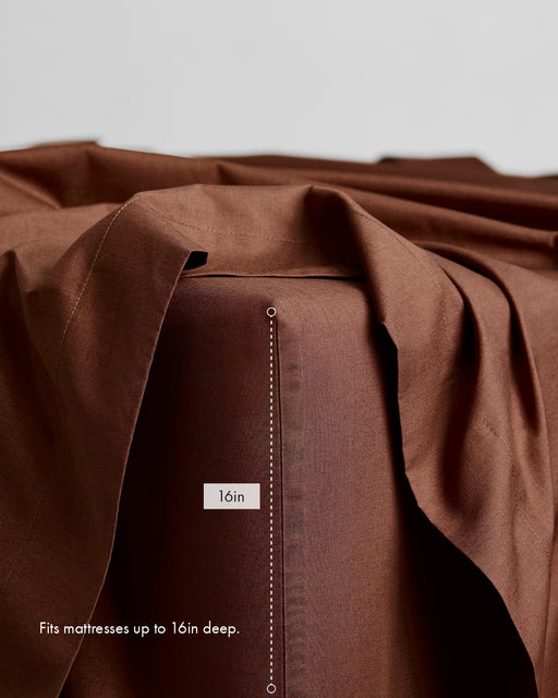 Espresso 100% Organic Cotton Percale Fitted Sheet