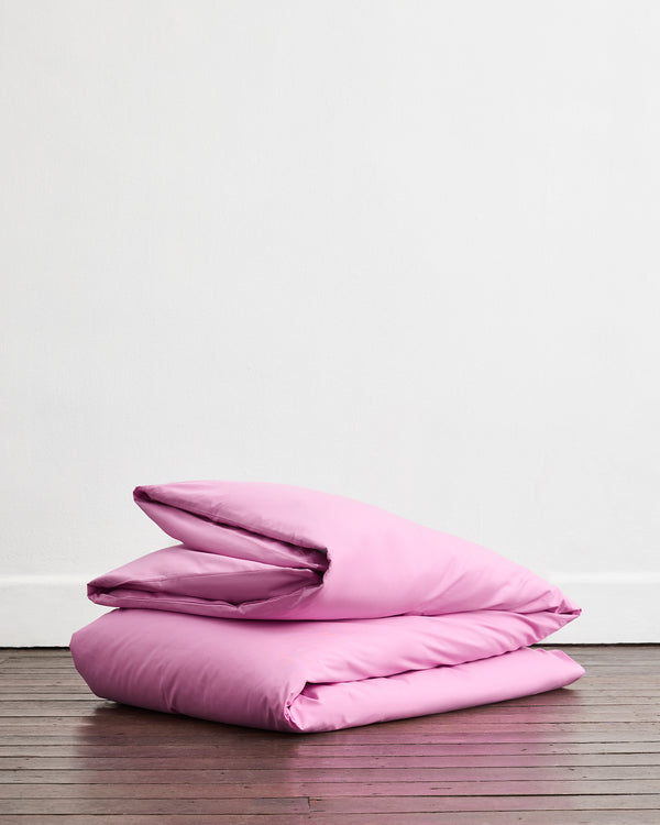 Bubblegum 100% Organic Cotton Percale Duvet Cover