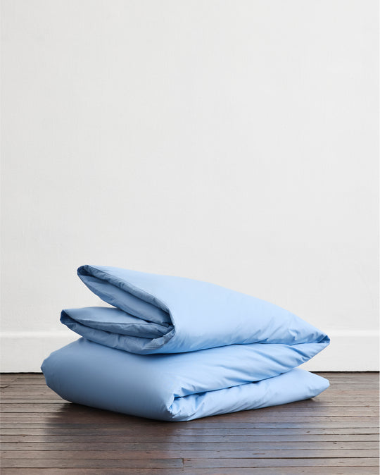 Sky 100% Organic Cotton Percale Duvet Cover