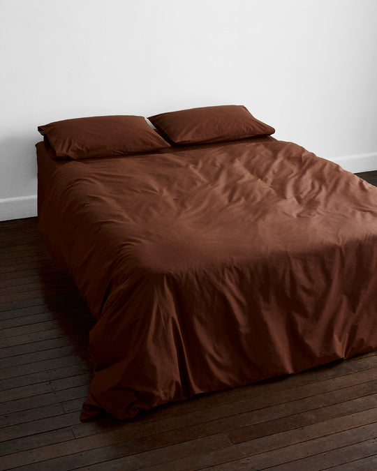 Espresso 100% Organic Cotton Percale Duvet Cover