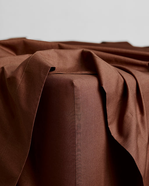 Espresso Organic Cotton Percale Fitted Sheet