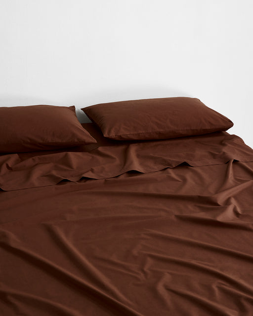 Espresso Organic Cotton Percale Fitted Sheet