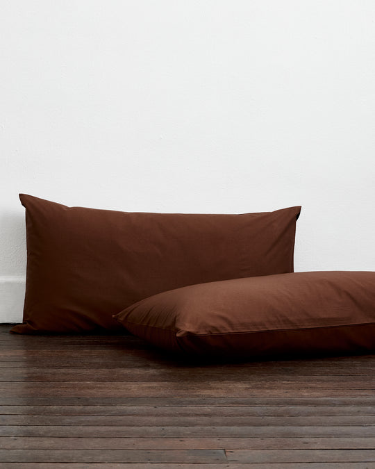 Espresso 100% Organic Cotton Percale King Pillowcases (Set of Two)