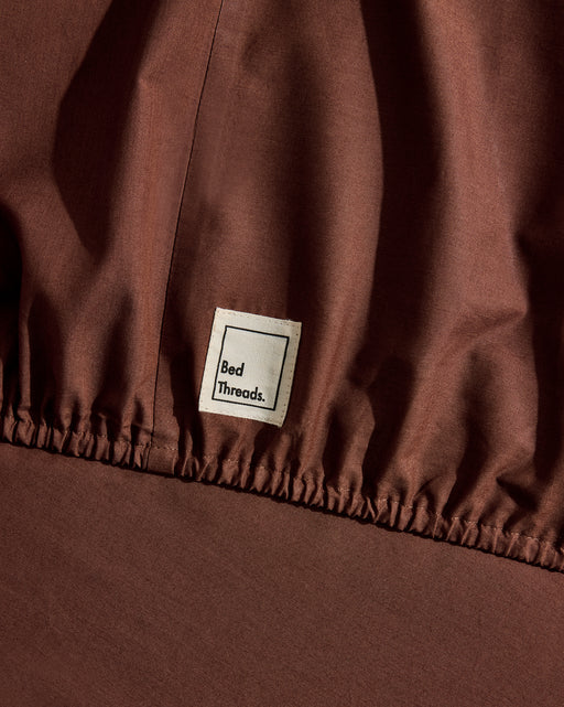 Espresso Organic Cotton Percale Fitted Sheet