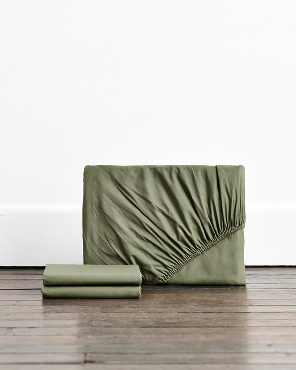 Eucalyptus 100% Organic Cotton Percale Fitted Sheet Set