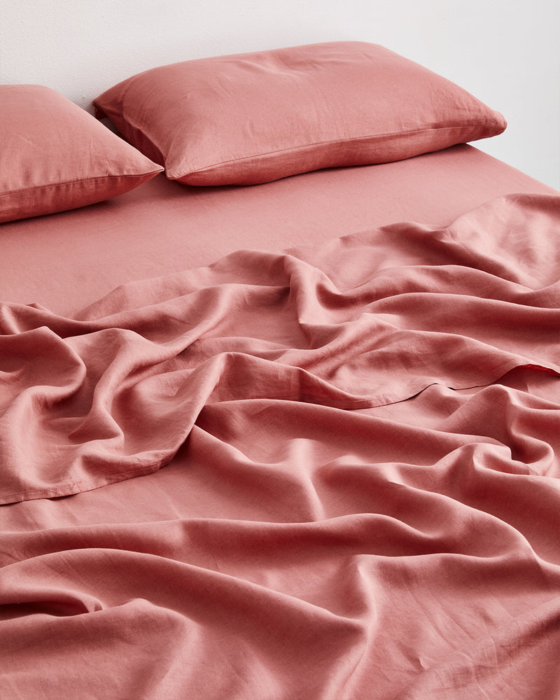Pink Clay 100% Flax Linen King Pillowcases (Set of Two)