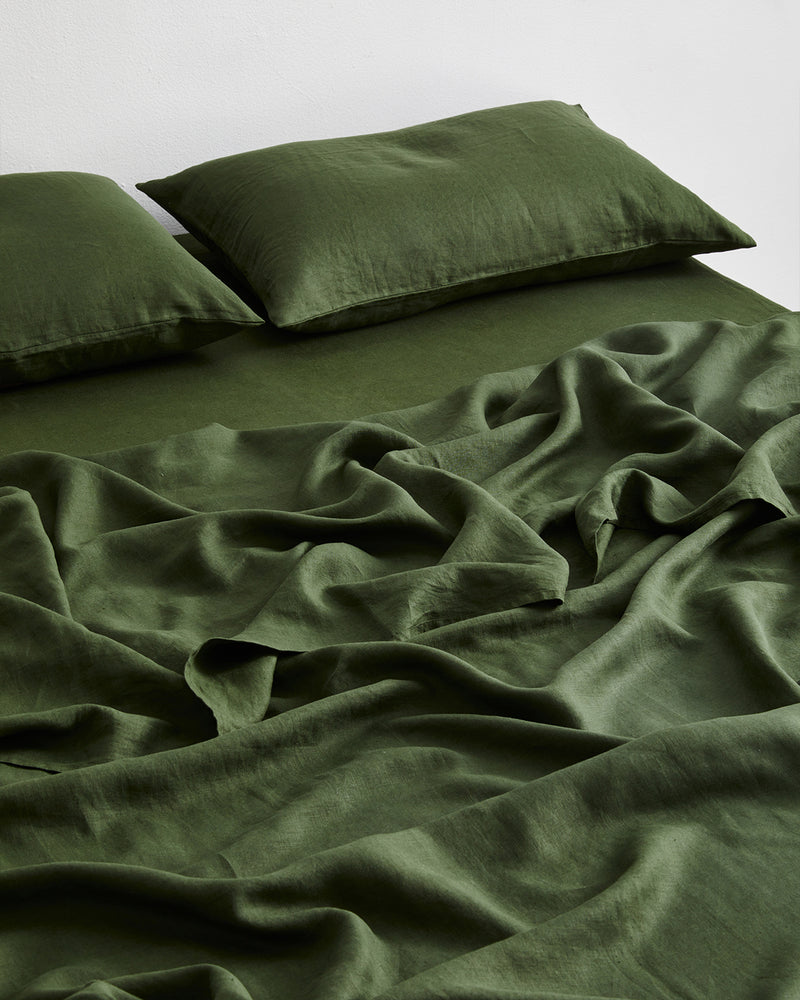 Olive 100% Flax Linen King Pillowcases (Set of Two)