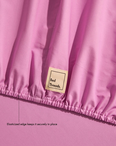 Bubblegum 100% Organic Cotton Percale Fitted Sheet