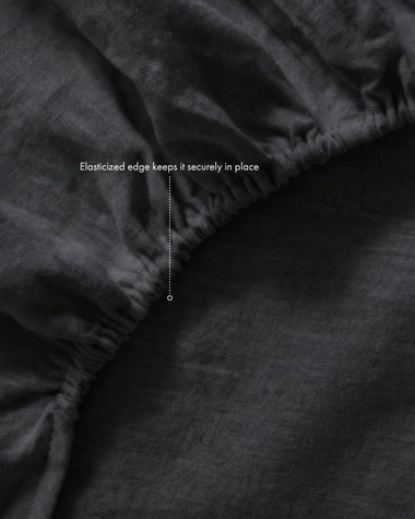 Charcoal 100% French Flax Linen Fitted Sheet