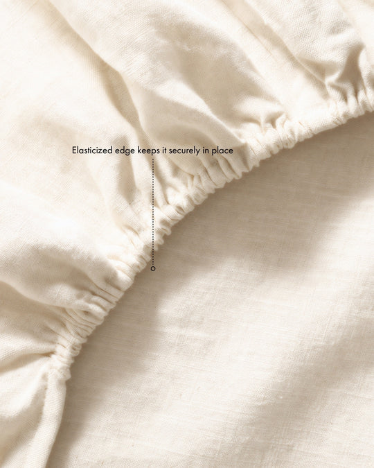 Crème 100% French Flax Linen Fitted Sheet