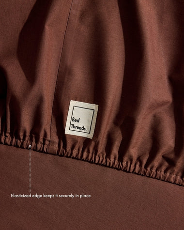 Espresso 100% Organic Cotton Percale Fitted Sheet