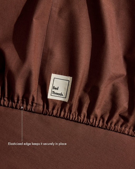 Espresso 100% Organic Cotton Percale Fitted Sheet