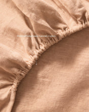 Terracotta 100% French Flax Linen Fitted Sheet - view