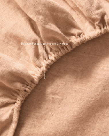 Terracotta 100% French Flax Linen Fitted Sheet