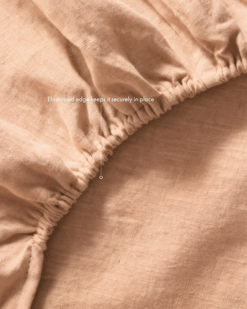 Terracotta 100% French Flax Linen Fitted Sheet