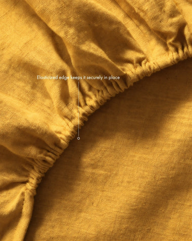 Turmeric 100% French Flax Linen Fitted Sheet