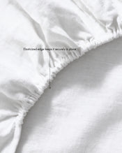 White 100% French Flax Linen Fitted Sheet - view