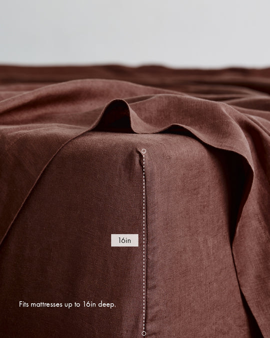 Cacao 100% French Flax Linen Fitted Sheet
