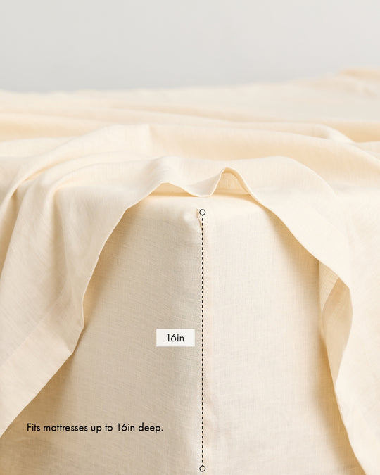 Crème 100% French Flax Linen Fitted Sheet