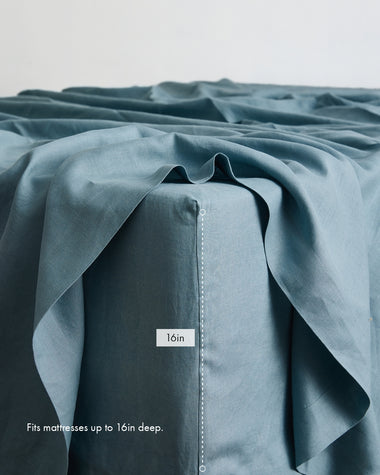 Lagoon 100% French Flax Linen Fitted Sheet