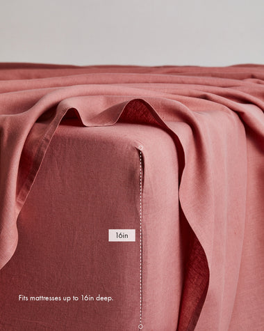 Pink Clay 100% French Flax Linen Fitted Sheet