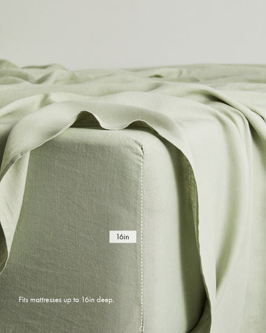 Sage 100% French Flax Linen Fitted Sheet
