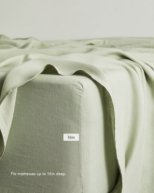 Sage 100% French Flax Linen Fitted Sheet