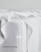 White 100% French Flax Linen Fitted Sheet - view