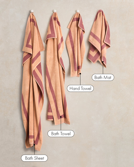 Terracotta & Pink Clay Two-Toned 100% Cotton Terry Hand Towels (Set of Two)