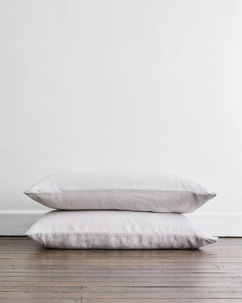 Fog 100% Flax Linen King Pillowcases (Set of Two)