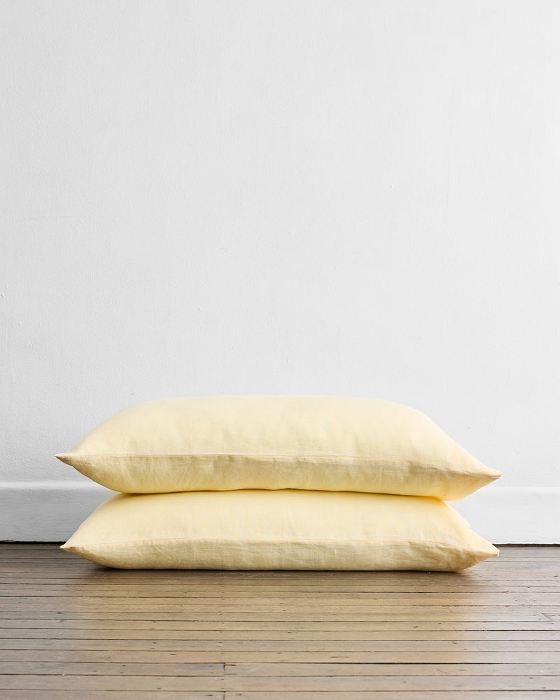 Limoncello 100% Flax Linen King Pillowcases (Set of Two)