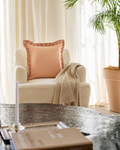 Terracotta & Pink Clay 100% French Flax Linen Swirl Cushion Cover - view