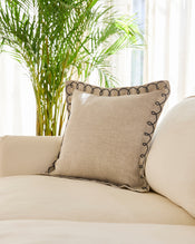 Oatmeal & Charcoal 100% French Flax Linen Swirl Cushion Cover - view