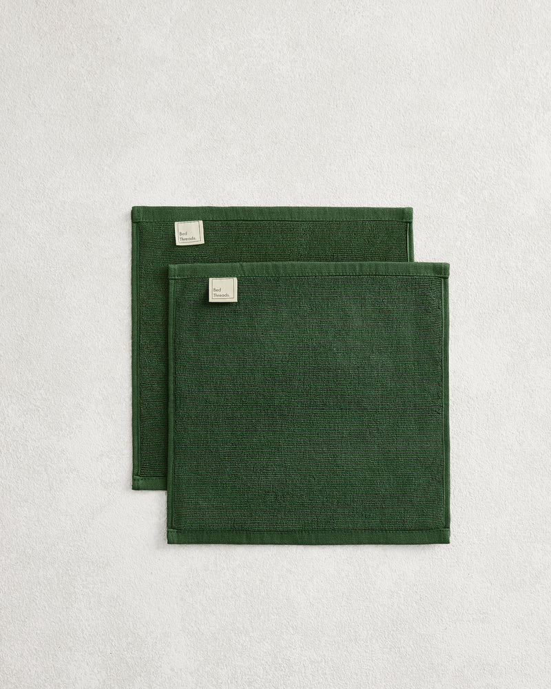 Moss 100% Cotton Terry Face Washers (Set of Two)